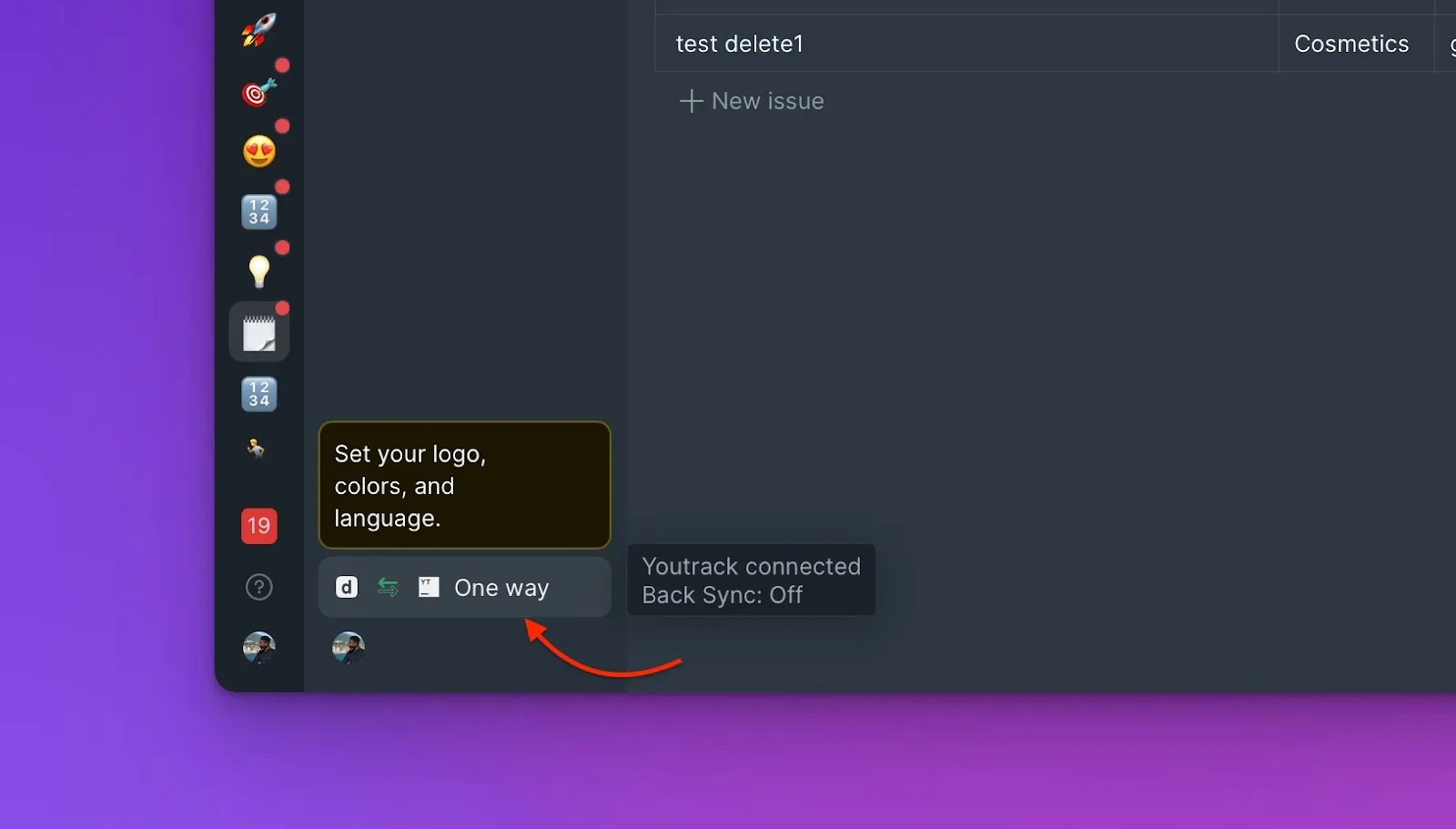 Иконка синка в левом нижнем углу доски
